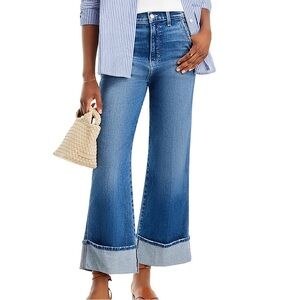 The Trixie High Rise Wide leg Cuffed Ankle Jeans in First Bite